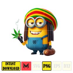 cartoon minion png,high quality cartoon rasta digital designs, weed png, smoking png, instant download