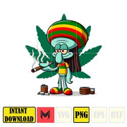 cartoon squilliam fancyson png,high quality cartoon rasta digital designs, weed png, smoking png, instant download