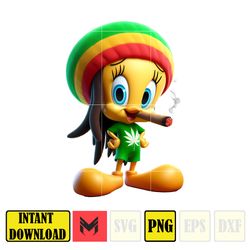 cartoontweety bird png,high quality cartoon rasta digital designs, weed png, smoking png, instant download