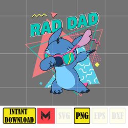 rad dad stitch png, cartoon rad dad png, father's day png, mouse and honey bear png, dad life png, dad design