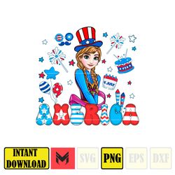 anna america png, cartoon 4th of july png, 4th of july 2024 png, 4th of july funny png sublimation, clipart