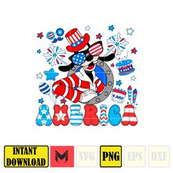 goofy america png, cartoon 4th of july png, instant download