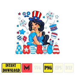 jasmine america png, cartoon 4th of july png, instant download