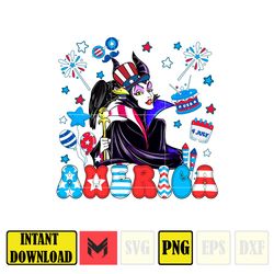 maleficent america png, cartoon 4th of july png, instant download