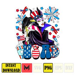 maleficent usa png, cartoon 4th of july png, instant download