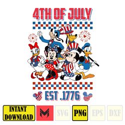 mickey happy 4th of july png, cartoon 4th of july png, instant download 1