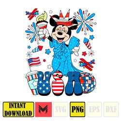 minnie usa png, cartoon 4th of july png, instant download