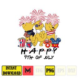 pooh happy 4th of july png, cartoon 4th of july png, instant download 1