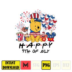 pooh happy 4th of july png, cartoon 4th of july png, instant download