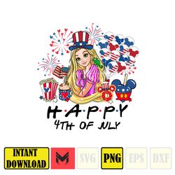 rapunzel happy 4th of july png, cartoon 4th of july png, instant download