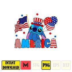 stitch america png, cartoon 4th of july png, instant download