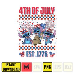 stitch happy 4th of july png, cartoon 4th of july png, instant download 2