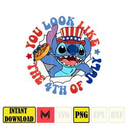 stitch you look like the 4th of july png, cartoon 4th of july png, instant download