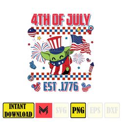 yoda happy 4th of july png, cartoon 4th of july png, instant download 1