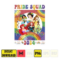 princess pride squad 2024 png, lgbt pride sublimation, instant download