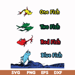 one fish two fish red fish blue fish svg, png, dxf, eps file dr00038