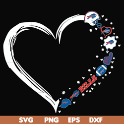 buffalo bills heart svg, buffalo bills svg, png, dxf, eps digital file nnfl0090