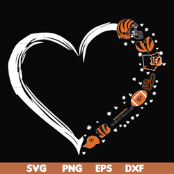 cincinnati bengals heart svg, bengals svg, png, dxf, eps digital file nnfl0093