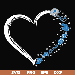 detroit lions heart svg, lions svg, png, dxf, eps digital file nnfl0095