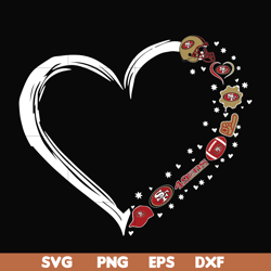 san francisco 49ers heart svg, 49ers svg, png, dxf, eps digital file nnfl0096