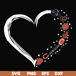 chicago bears heart svg, bears svg, png, dxf, eps digital file nnfl0101