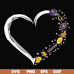 minnesota vikings heart svg, vikings svg, png, dxf, eps digital file nnfl0104