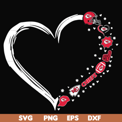 kansas city chiefs heart svg, chiefs svg, png, dxf, eps digital file nnfl0107