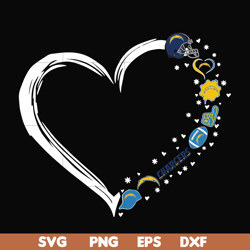 los angeles chargers heart svg, chargers svg, png, dxf, eps digital file nnfl0109