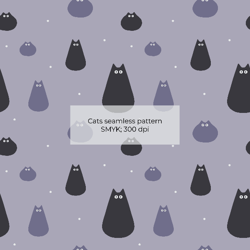 funny flat cats minimalistic seamless animal repeatable pattern vector illustration digital download