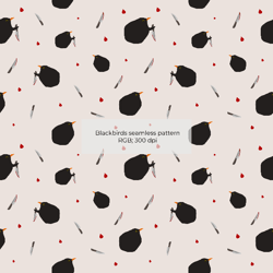 black bird with knife bloody meme simple vector seamless pattern
