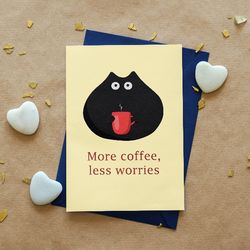 printable greeting card cat with coffee mug meme coffee greeting card