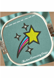 star shooting embroidery design | rainbow star shooting embroidery files | rainbow trail machine embroidery patterns