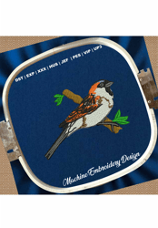 sparrow on tree embroidery design | bird sparrow embroidery file | sparrow machine embroidery patterns | bird embroidery