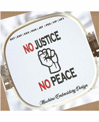 no justice no peace embroidery design | no justice no peace hand sign embroidery patterns | blm embroidery files