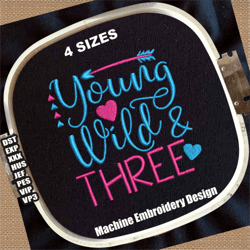 3rd birthday embroidery design | happy birthday embroidery pattern | third birthday embroidery file | birth embroidery