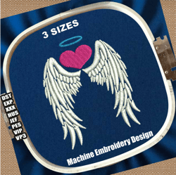 angel wings embroidery design | halo with angel wings embroidery pattern | angel wings and halo embroidery file