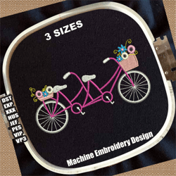 tandem bicycle embroidery design | tandem bike embroidery patterns | tandem cycle embroidery files | bicycle embroidery