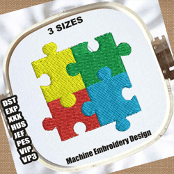 autism puzzle embroidery design | autism symbol embroidery patterns | autism logo embroidery files | puzzle embroidery