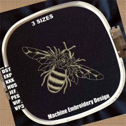 boho bee embroidery design | boho queen honey bee embroidery pattern | honey bee with flower embroidery | bee embroidery