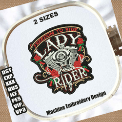 lady rider embroidery patterns | women rider embroidery design | lady bike rider embroidery file | bike rider embroidery