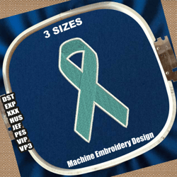 ovarian cancer ribbon embroidery patterns | ovarian cancer awareness embroidery designs | cancer ribbon embroidery files