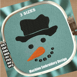 christmas snowman face embroidery design | snowman embroidery patterns | winter snowman embroidery files | snowman files