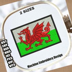 flag wales embroidery patterns | flag of wales embroidery design | wales national flag embroidery file | flag embroidery