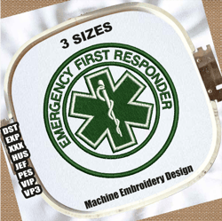 emergency first responders logo embroidery design | emergency medical embroidery patterns | efr symbol embroidery files