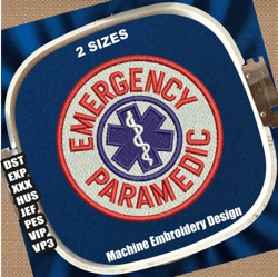 emergency paramedic embroidery design | paramedic symbol embroidery patterns | medical logo embroidery files