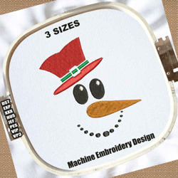 snowman face christmas embroidery design | snowman embroidery patterns | christmas snowman embroidery files