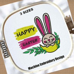 happy easter bunny machine embroidery designs | easter rabbit embroidery patterns | easter bunny egg embroidery files