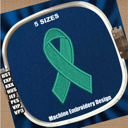 ovarian cancer awareness ribbon embroidery design | cancer ribbon embroidery patterns | ovarian cancer ribbon embroidery