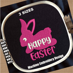 rabbit happy easter embroidery design | happy easter embroidery patterns | happy easter bunny embroidery files