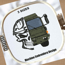 truck and skull embroidery patterns | truck with skull embroidery designs | truck skull embroidery files | skull designs